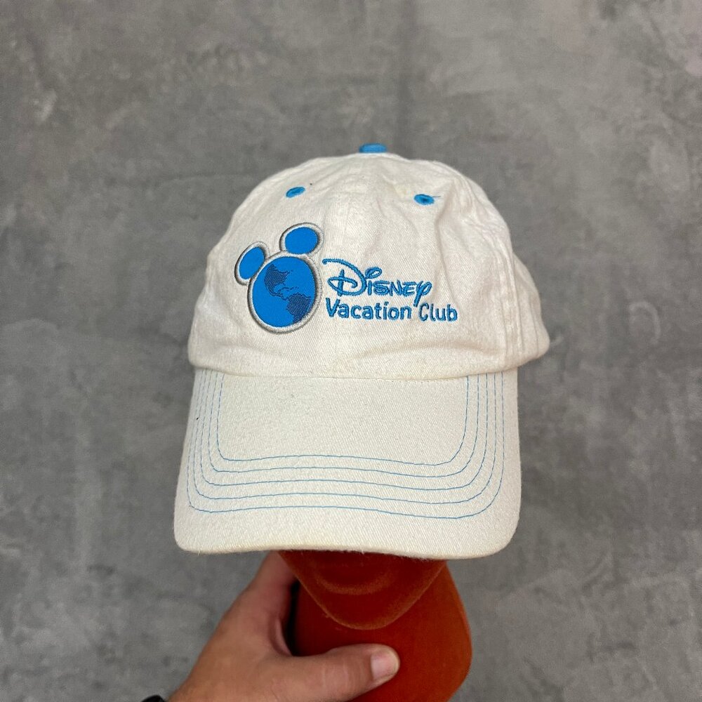 Vintage Disney Vacation Club DVC Member White/Blue Adjustable Baseball Cap Hat